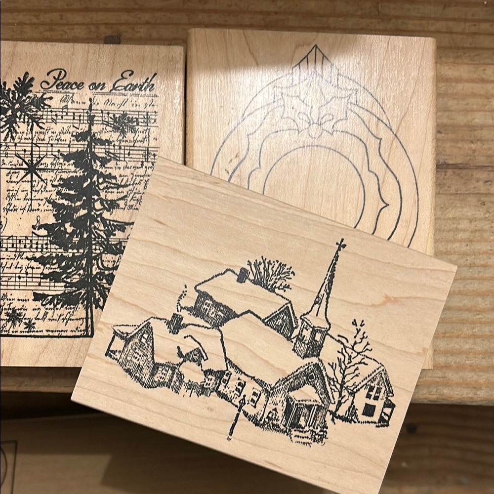 Large Wood mounted Christmas Stamps
